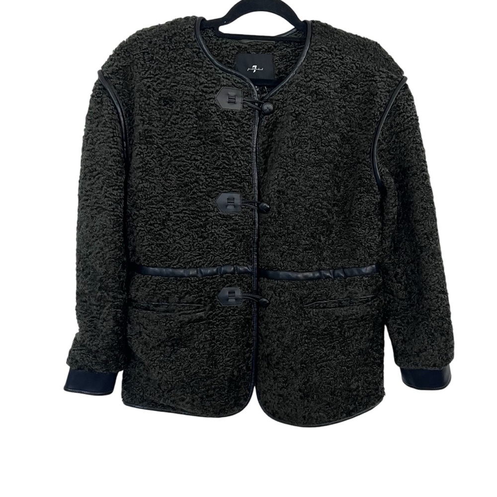 7 FOR ALL MANKIND Faux Fur Faux Leather Trim Coat